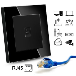 Gniazdo internetowe RJ45, Cat6, bezpieczna szklana ramka, iUni SD, czarny - Img 2