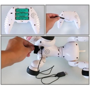 iUni Smart-Dog iUni Smart-Dog interaktywny robot dla szczeniąt, pilot zdalnego sterowania z 24 komendami, biało-czarny - Img 7