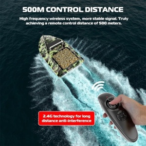 Łódka Zanętowa iUni V050, 500m, Pojemność 2kg, 18000mAh, 10km/h, Zdalne sterowanie 2.4GHz, Kamuflaż zielony - Img 5