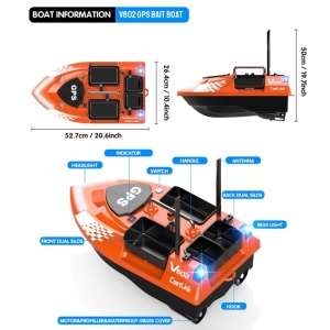 Łódka Zanętowa iUni V802 PRO, GPS, 2 Akumulatory 12000mAh, 4 Pojemnikami, Pojemność 3kg, 500m, 15km/h, Zdalne sterowanie 2.4GHz - Img 12