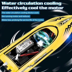 Łódź zdalnie sterowana iUni HJ811, RC Racing Speed Boat Drift, prędkość 25 km/h, 2.4GHz, żółty - Img 5