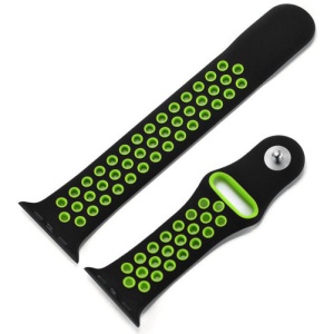 Pasek iUni kompatybilny z Apple Watch Ultra/SE/8/7/6/5/5/4/3/2/1, 38 mm, Silicon Sport, czarny/zielony - Img 3