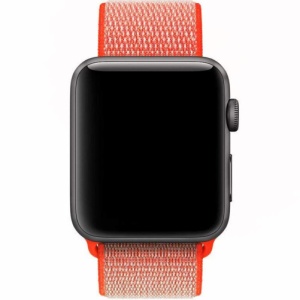 Pasek iUni kompatybilny z Apple Watch Ultra/SE/8/7/6/5/5/4/3/2/1, 38 mm, nylonowy sportowy, tkany pasek, pomarańczowy elektryczny - Img 2