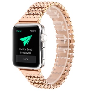 Pasek iUni kompatybilny z Apple Watch Ultra/SE/8/7/6/5/5/4/4/3/2/1, 42 mm, luksusowy, stal nierdzewna, różowe złoto - Img 2