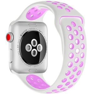 Pasek iUni kompatybilny z Apple Watch Ultra/SE/8/7/6/5/5/4/4/3/2/1, 44 mm, Silicon Sport, Biały/Mov - Img 1