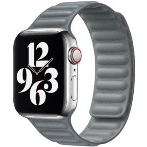 Pasek iUni kompatybilny z Apple Watch Ultra/SE/8/7/6/5/5/4/4/3/2/1, 44 mm, skórzane ogniwo, szary - Img 1