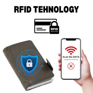 Portfel RFID iUni P4, 10 kart, ciemnobrązowy - Img 4