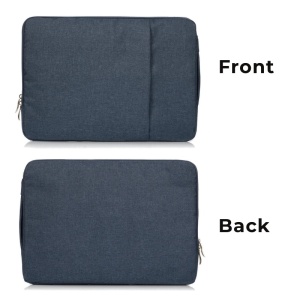 Torba na laptop 13"-14" iUni z wodoodpornego materiału tekstylnego, odporna na zarysowania i wstrząsy, z kieszenią zewnętrzną, granatowa - Img 11