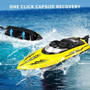 Łódź zdalnie sterowana iUni HJ811, RC Racing Speed Boat Drift, prędkość 25 km/h, 2.4GHz, żółty - Img 6