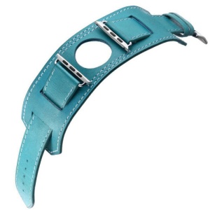 Pasek iUni iUni kompatybilny z Apple Watch Ultra/SE/8/7/6/5/5/4/4/3/2/1, 38 mm, mankiet 4 w 1, skórzany, niebieski - Img 3