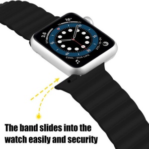 Pasek iUni iUni kompatybilny z Apple Watch Ultra/SE/8/7/6/6/5/5/4/4/3/2/1, 40 mm, silikonowy, magnetyczny, czarny - Img 3