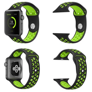Pasek iUni kompatybilny z Apple Watch Ultra/SE/8/7/6/5/5/4/3/2/1, 38 mm, Silicon Sport, czarny/zielony - Img 4