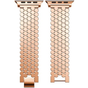 Pasek iUni kompatybilny z Apple Watch Ultra/SE/8/7/6/5/5/4/3/2/1, 42 mm, biżuteria, stal nierdzewna, różowe złoto - Img 4