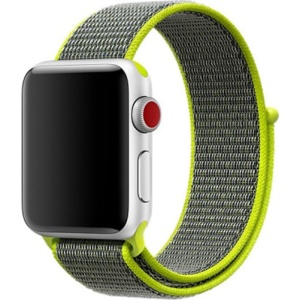 Pasek iUni kompatybilny z Apple Watch Ultra/SE/8/7/6/5/5/4/4/3/2/1, 40 mm, Nylon Sport, tkany pasek, szary/zielony elektryczny - Img 1