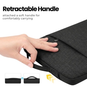 Torba na laptop 15"-16" iUni z wodoodpornego materiału tekstylnego, odporna na zarysowania i wstrząsy, z kieszenią zewnętrzną, czarny - Img 7