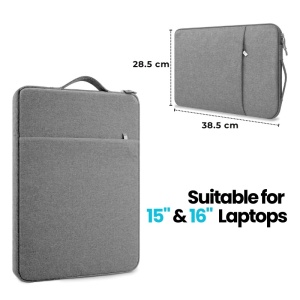 Torba na laptop 15"-16" iUni z wodoodpornego materiału tekstylnego, odporna na zarysowania i wstrząsy, z kieszenią zewnętrzną, szara - Img 2