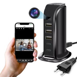Ukryta kamera w stacji ładowania iUni IP91, 16GB, Wi-Fi, Full HD, Czujnik ruchu, 20W, 2 porty Type-C, 3 porty USB-A - Img 2