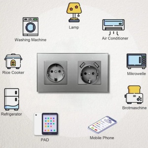 Gniazdo podwójne, szklana ramka, 2 porty USB-A, iUni US2, 16A, srebrny - Img 4