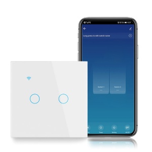 Inteligentny przełącznik dotykowy iUni 2F, Wi-Fi, zabezpieczony szkłem, LED - Img 2