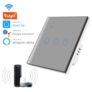 Inteligentny przełącznik dotykowy iUni 3F, Wi-Fi, zabezpieczony szkłem, LED, srebrny - Img 6