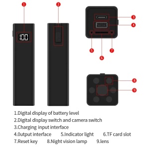 Kamera Szpiegowska w Akumulatorze Zewnętrznym iUni W25, Wi-Fi, 16 GB, Noktowizor, Full HD, 3600mAh - Img 10