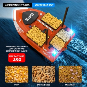 Łódka Zanętowa iUni V802 PRO, GPS, 2 Akumulatory 12000mAh, 4 Pojemnikami, Pojemność 3kg, 500m, 15km/h, Zdalne sterowanie 2.4GHz - Img 4