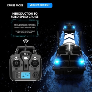 Łódka Zanętowa iUni V802 PRO, GPS, 2 Akumulatory 12000mAh, 4 Pojemnikami, Pojemność 3kg, 500m, 15km/h, Zdalne sterowanie 2.4GHz, Czarny - Img 8