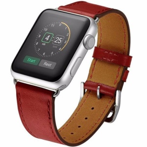 Pasek do zegarka iUni kompatybilny z Apple Watch Ultra/SE/8/7/6/5/4/3/2/1, 42 mm, Single Tour, skórzany, czerwony - Img 4