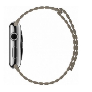 Pasek do zegarka iUni kompatybilny z Apple Watch Ultra/SE/8/7/6/5/5/4/4/3/2/1, 42 mm, skórzana pętla, skóra, khaki - Img 6