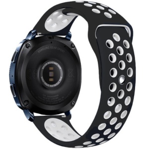 Pasek do zegarka Smartwatch Samsung Galaxy Watch 4, Watch 4 Classic, Gear S2, iUni 20 mm Silicon Sport Black-White - Img 3