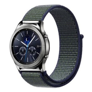 Pasek do zegarka Smartwatch Samsung Galaxy Watch 46 mm, Samsung Watch Gear S3, iUni 22 mm miękki nylon sportowy, granatowy - zielony