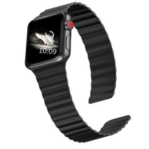 Pasek iUni iUni kompatybilny z Apple Watch Ultra/SE/8/7/6/6/5/5/4/4/3/2/1, 40 mm, silikonowy, magnetyczny, czarny - Img 4