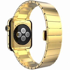 Pasek iUni kompatybilny z Apple Watch Ultra/SE/8/7/6/5/5/4/3/2/1, 38 mm, bransoleta z ogniwami, stal nierdzewna, złoty - Img 1