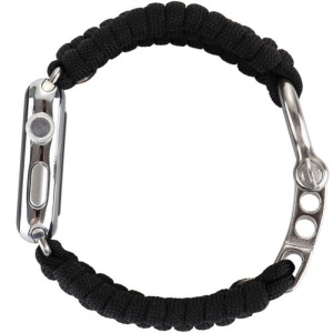 Pasek iUni kompatybilny z Apple Watch Ultra/SE/8/7/6/5/5/4/3/2/1, 40 mm, elastyczny paracord, wytrzymała nylonowa lina, czarny - Img 2