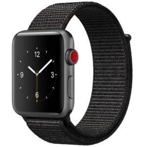 Pasek iUni kompatybilny z Apple Watch Ultra/SE/8/7/6/5/5/4/4/3/2/1, 40 mm, nylonowy, sportowy, tkany, ciemnoczarny - Img 1