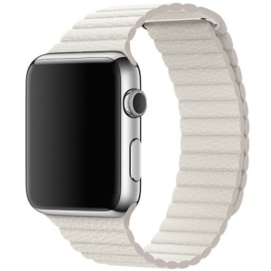 Pasek iUni kompatybilny z Apple Watch Ultra/SE/8/7/6/5/5/4/4/3/2/1, 42 mm, skórzana pętla, skórzany, biały - Img 2