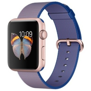 Pasek iUni kompatybilny z Apple Watch Ultra/SE/8/7/6/5/5/4/4/3/2/1, 42 mm, nylonowy, tkany pasek, fioletowy elektryczny - Img 3