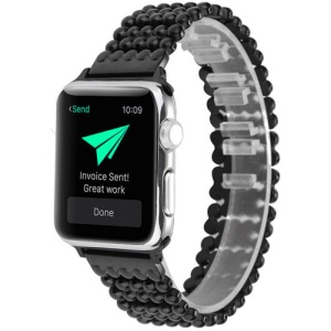 Pasek iUni kompatybilny z Apple Watch Ultra/SE/8/7/6/5/5/4/4/3/2/1, 44 mm, luksusowy, stal nierdzewna, czarny - Img 2