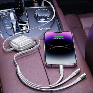 Kabel szybkiego ładowania 5 w 1, chowany, iUni B23, 100 W, szybkie ładowanie, 120 cm, USB-A/USB-C na Micro-USB, Lightning, Type-C, iPhone, Samsung, Huawei, Xiaomi, Airpods, MacBook - Img 9