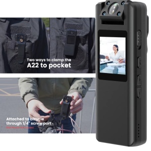 Kamera ciała iUni A22, 32GB, Rejestrator, Noktowizor, Obiektyw Obrotowy 180° - Img 2