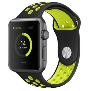 Pasek iUni iUni kompatybilny z Apple Watch Ultra/SE/8/7/6/5/5/4/4/3/2/1, 38 mm, Silicon Sport, czarny/żółty - Img 2