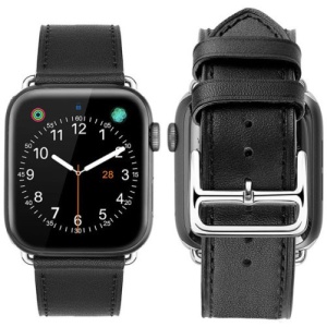 Pasek iUni kompatybilny z Apple Watch Ultra/SE/8/7/6/5/5/4/3/2/1, 38 mm, skórzany, czarny - Img 4