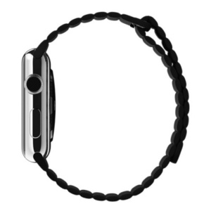 Pasek iUni kompatybilny z Apple Watch Ultra/SE/8/7/6/5/5/4/4/3/2/1, 40 mm, skórzana pętla, skóra, czarny - Img 5
