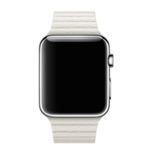 Pasek iUni kompatybilny z Apple Watch Ultra/SE/8/7/6/5/5/4/4/3/2/1, 42 mm, skórzana pętla, skórzany, biały - Img 3