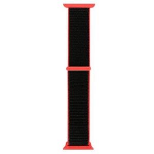 Pasek iUni kompatybilny z Apple Watch Ultra/SE/8/7/6/5/5/4/4/3/2/1, 44 mm, nylonowy sportowy, tkany pasek, czarny/czerwony - Img 1