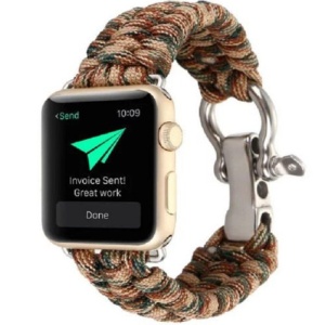 Pasek iUni kompatybilny z Apple Watch Ultra/SE/8/7/7/6/5/5/4/4/3/2/1, 40 mm, elastyczny paracord, wytrzymała nylonowa lina, brązowy - Img 5