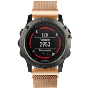 Pasek iUni kompatybilny z Garmin Fenix 7X / 6X / 5X Plus / 5X / 3 HR / 3, 26 mm, szlufka mediolańska, różowe złoto - Img 2
