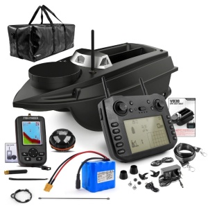 PONOWNIE ZAPLOMBOWANY – Łódź zanętowa iUni V030, GPS, sonar, torba transportowa, 20000 mAh, 800 m, 15 km/h