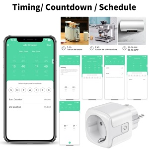 Inteligentne gniazdo iUni PS1, 16A, WiFi, monitorowanie zużycia, Smart Life / Tuya APP, kompatybilne z Alexa/Google Assistant - Img 4