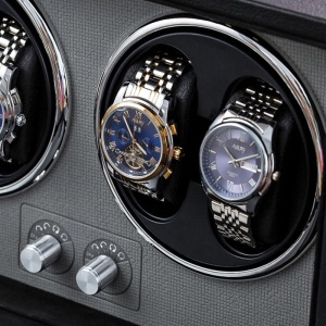iUni Rotomat na 4 Zegarki Automatyczne, Retro Watch Winder, Skóra Ekologiczna, Czarny - Img 11